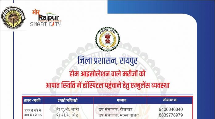 जिला प्रशासन ने आपातकालीन सहायता, होमआइसोलेशन,एम्बुलेस व्यवस्था के लिए जारी किया टेलीफोन नम्बर