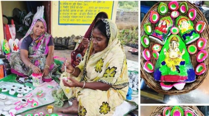 महिला समूह द्वारा बनाए गोबर के दीयों से जगमग होगी दीवाली