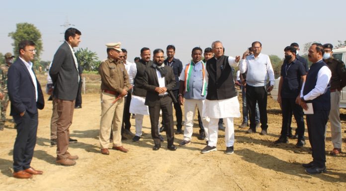 धर्मस्व मंत्री ताम्रध्वज साहू ने लिया नवीन मेला स्थल का जायजा