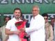 लोकसभा सांसद राहुल गांधी राजीव युवा मितान सम्मेलन में पहुंचे, मुख्यमंत्री भूपेश बघेल ने मंच पर उनका स्वागत किया
