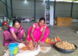 रीपा में महिलाएं तैयार कर रही आकर्षक गणेश मूर्ति