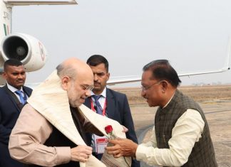 केंद्रीय गृह मंत्री अमित शाह राजधानी रायपुर पहुंचे