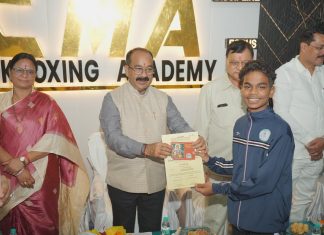 राष्ट्रीय किकबॉक्सिंग प्रतियोगिता में पदक विजेता खिलाड़ियों का सम्मान