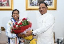 राष्ट्रमंडल खेलों की रजत पदक विजेता ज्ञानेश्वरी यादव का मुख्यमंत्री निवास में भव्य स्वागत