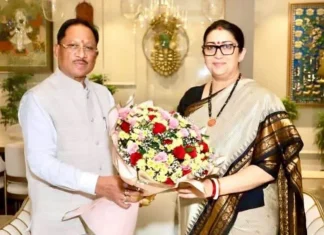 CM साय ने नवनियुक्त प्रदेश प्रभारी स्मृति ईरानी से की मुलाकात